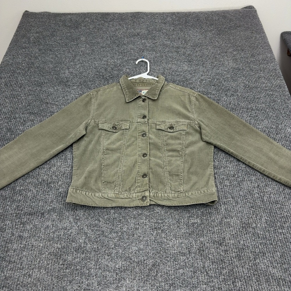 Vintage Old Navy Jacket Womens L Green Corduroy Trucker Casual Streetwear